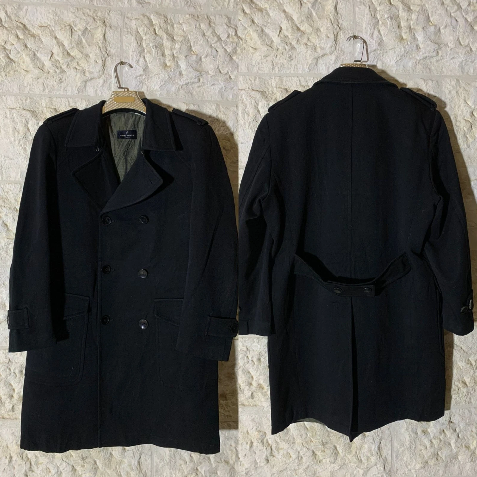 Vintage Daniel Hechter Paris belted classic double breasted over coat 44R
