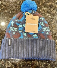 Patagonia Kids Powder Town Beanie Across Oceans: Smolder Blue One Size NWT