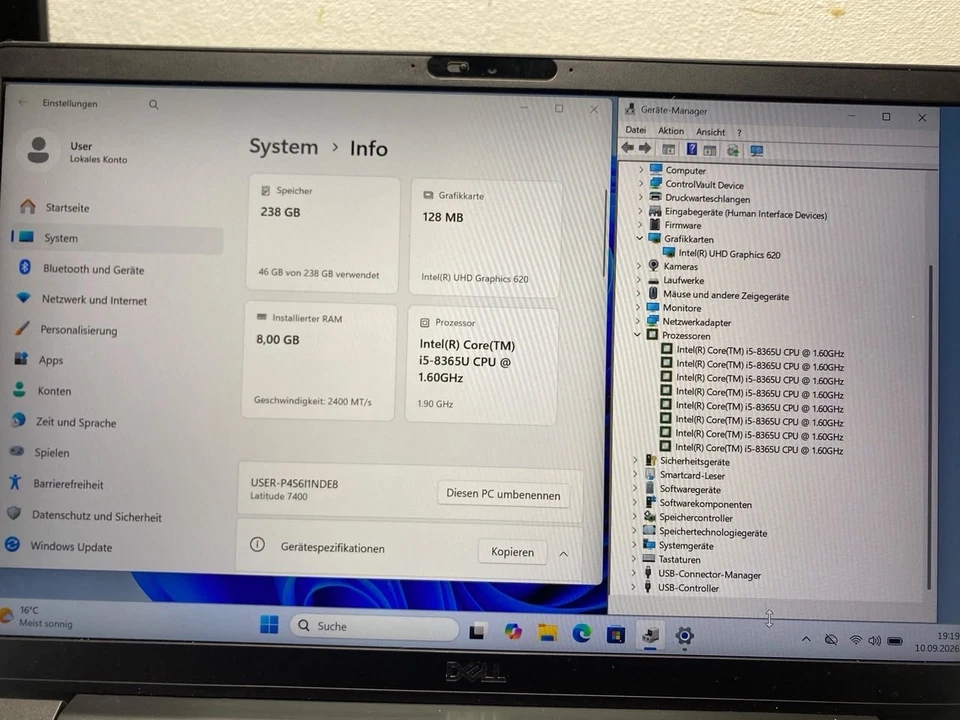 Dell Latitude 7400 · i5-8365U · 8GB · 256GB, Foto 3 von 5