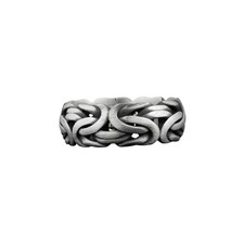 Byzantine chain band ring in Oxidized Silver, Wide chain link