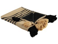 Decke Mit Fransen Abstraktes Muster 130 X 170 Cm Beige / Schwarz Thaprek