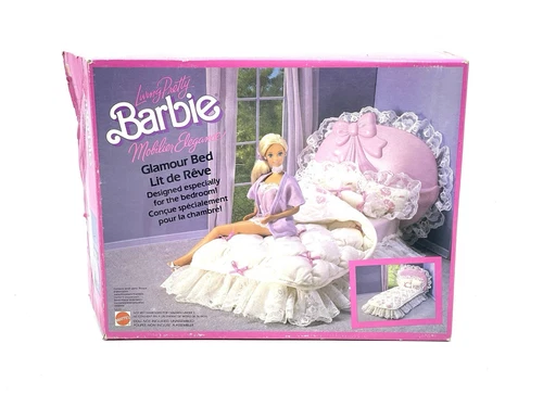 RARE VINTAGE 1987 LIVING PRETTY BARBIE BEDROOM GLAMOUR BED FURNITURE# DO