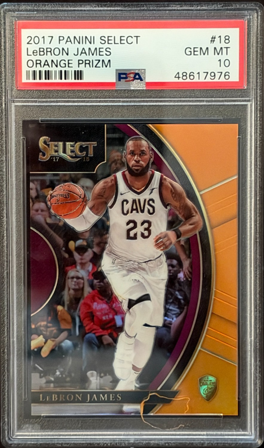 2017-18 Lebron James #18 Select Concourse Orange Prizm PSA 10 GEM MINT SP 72/75