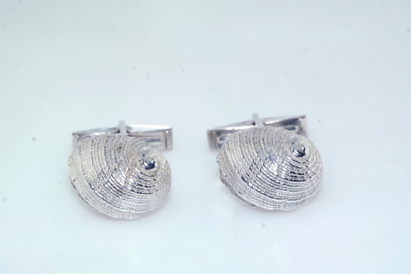 Designer Sterling Silver Nautical Shell Cufflinks - image 1