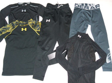 Under Armour Size YSM Boy Shirt Pants Leggings Lot Sport Athletic Apparel 5 Pc