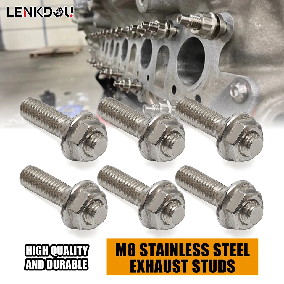 6 piezas tuercas de brida de pernos de escape de acero inoxidable M8x35 mm para Suzuki GS750E GS1000 Foto 3 de 4