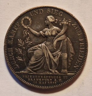 1871 German States Bavaria Siegesthaler Victory over France Toned XF Coin