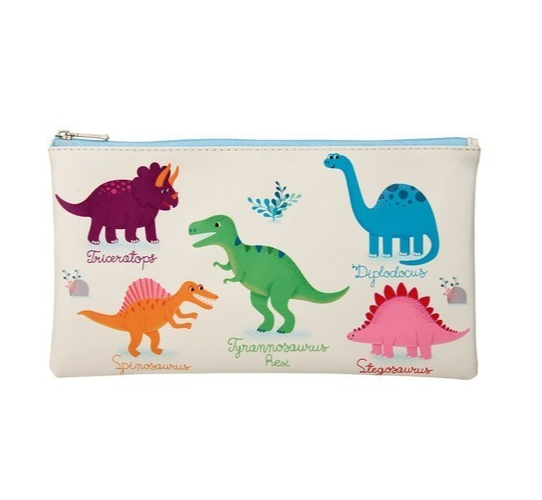 Dinosaur Pencil Case 22x12cm  TRex Spinosaurus Triceratops StegosaurusDiplodocus