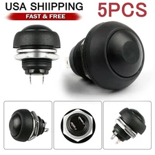 5X Black M4 12mm Waterproof Momentary ON/OFF Push Button Round SPST Switch
