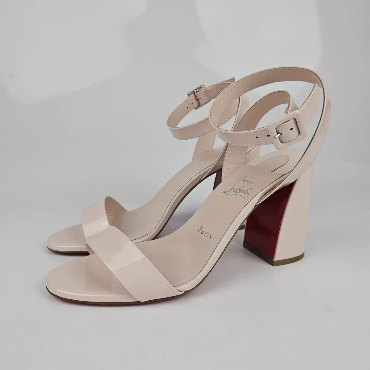 Christian Miss Sabina 85MM Leche Leather Sandals New | eBay