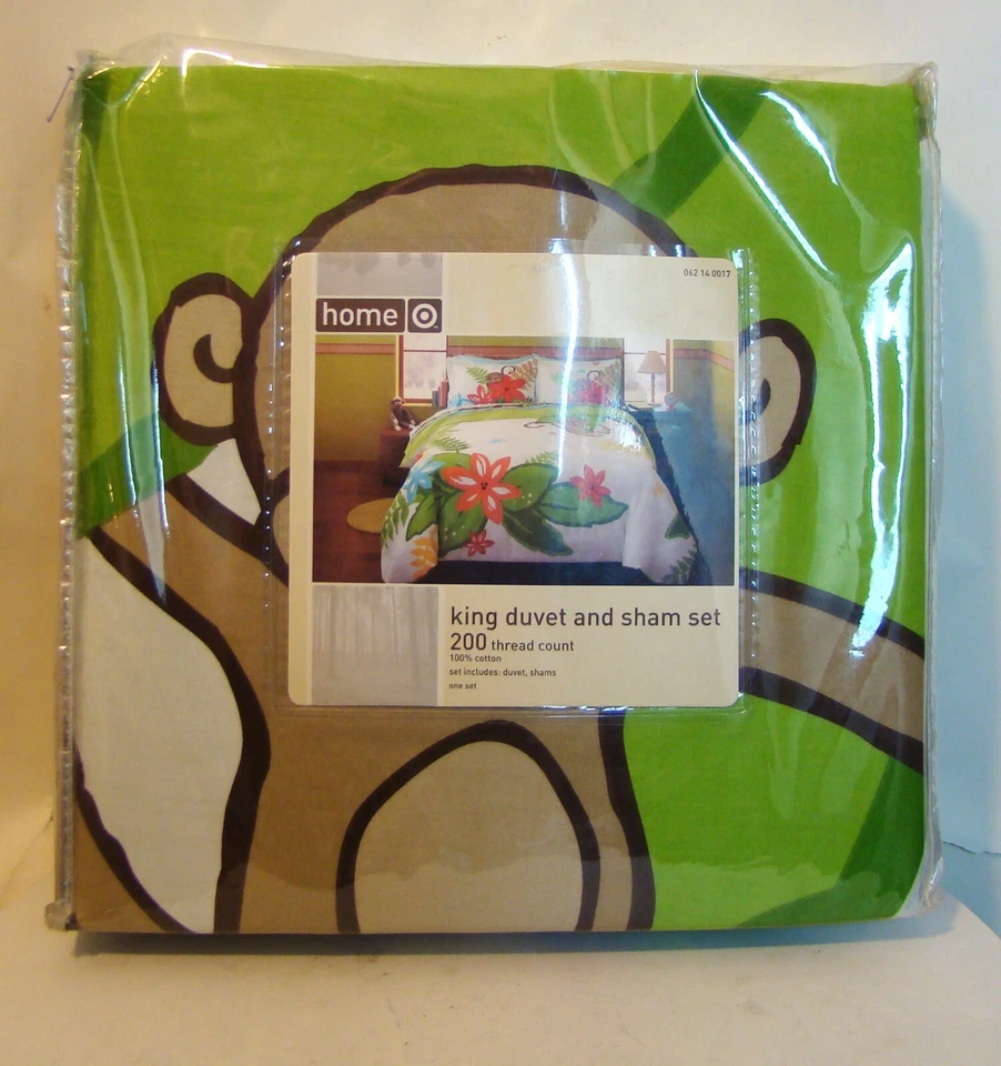 NUEVO Juego de edredón Target King diseño mono y floral edredón y 2 fundas C116 Foto 2 de 3