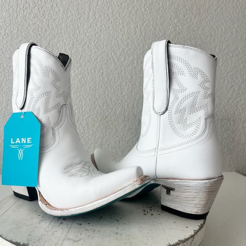 Lane SMOKESHOW Cowboy Bootie Womens 8.White Western Cowgirl Short Ankle Boots - 第 1/13 張圖片