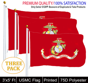 THREE PACK USMC United State Marine Corps Flag 3 X 5 With Brass Grommets