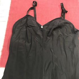 Lorraine Lace Nylon Rayon Polyester Slip Dress Lingerie 34 S Black USA Vintage