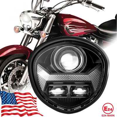 For Yamaha V STAR 1300 XVS 1300A 1300CT LED Headlight with High Low Beam Lamp