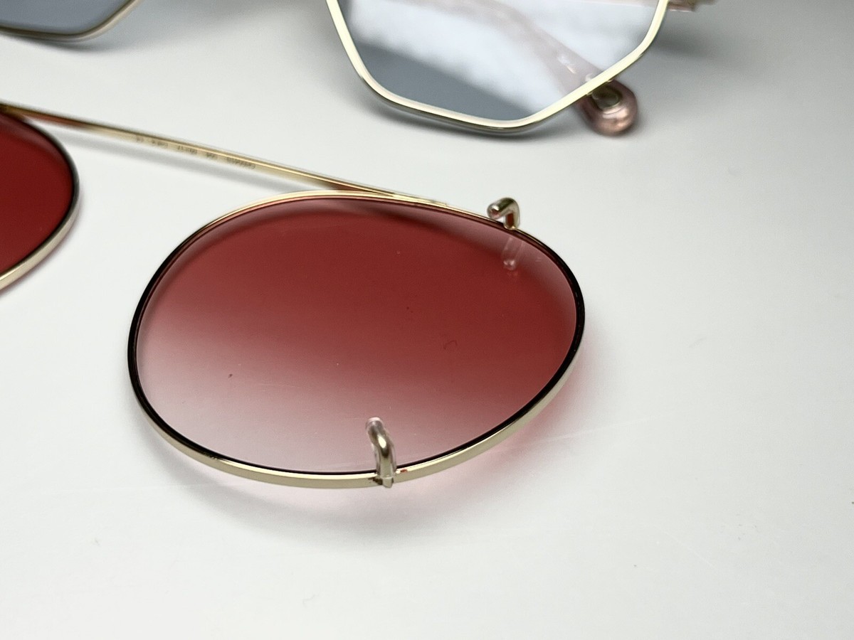 New Chloé CH0041S Gold Pink Lens Round Pilot Sunglasses 57mm CHLOÉ EYEWEAR Iconic round-frame gold-tone sunglasses | NET  main image 3