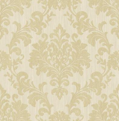 Wallpaper Traditional Gold Glitter Damask on Light Gold Background 56 sq ft bolt