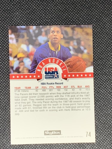 1994 Skybox Reggie Miller "NBA Rookie" Indiana Pacers - Picture 2 of 2