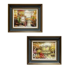 UniqueHomeArt Hand-made Painting Wall Art Set Of 2 Wood Framed 22.5in X 18.5in