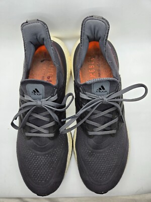 Adidas UltraBoost 21 Shoes Men's 9.5 Gray Screaming Orange Running