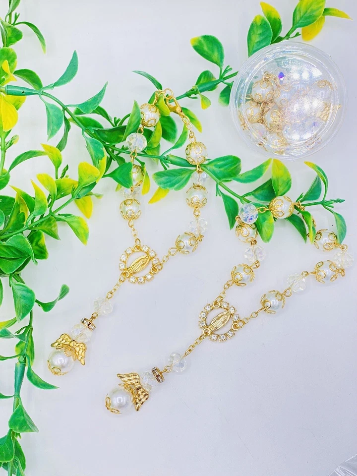 12 BAPTISM FAVORS BRACELETS W/GD FIRST COMMUNION RECUERDOS DE BAUTIZO FREE BAGS - Image 4 of 4