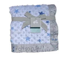 NWT Just Born Plush Ultra Soft Satin Trim Embroidered Baby Blanket 40" x 30"