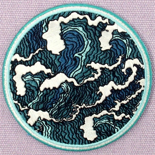 Embroiderey Patches clothing accessories Iron sew on fabric badges Sea Wave 886R - Image 3 of 4