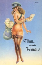 Pinup Style 'Mail And Female' Vintage Postcard COPY