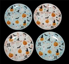 4 Harvest Green Studio Halloween Collage Salad Dessert Plates 2 Colors NIB