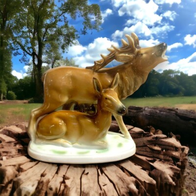 Vintage Fasold & Stauch Wallendorf Elk and Calf Figurine 15831