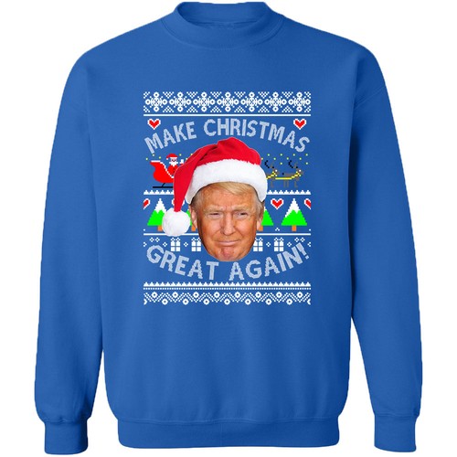 TRUMP MAKE CHRISTMAS GREAT AGAIN CREWNECK Xmas Sweatshirt Ugly Christmas Sweater - Picture 4 of 12
