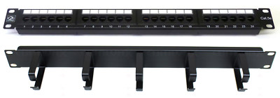 Cat5E 19'' 24 Port Patchpanel + Ringkabel ordentlich Comms Rack Datennetzwerk Schrank