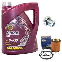 MotoröL 5W30 5Liter ÖLfilter SH4043P + ÖLablassschraube FüR Fiat Opel Astra Saab