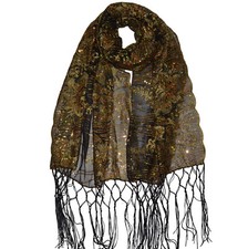 Schal Dupatta Pareo Schleier Stola Veil Tüll Pailletten Glänzend Glitzer Samba