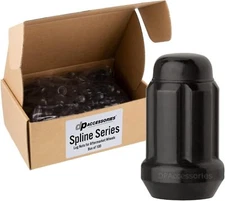 Black M12x1.5 Closed End Spline Tuner Lug Nuts Bulk Package of 100 Lug Nuts Only