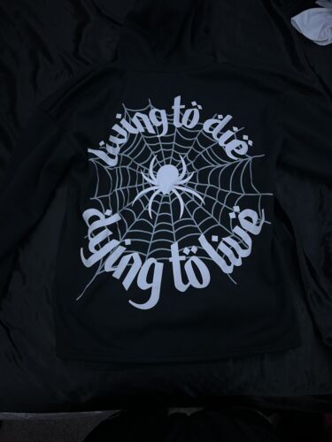 Living To Die Cropped Y2k Hoodie Graphic Size L Brand New - Picture 1 of 3