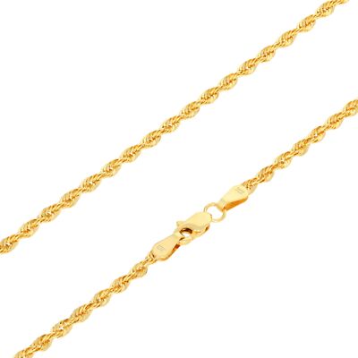 10K Yellow Gold 2.5mm Rope Chain Laser Diamond Cut Necklace Mens Womens 16''- 30''