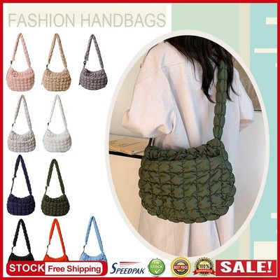 UK gefütterte Beuteltasche für Damen mit Taschen Puff Handtasche Nylon Handtasche für Arbeit Reisen
