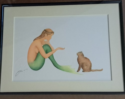 Mermaid Core Decor Ocean Nautical Framed Fantasy Maritime Art - Picture 9 of 13