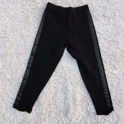 Zara Knit NWT Black High Rise Pull On Pants Tuxedo Stripes Sz S Crop  Cuff Hems