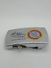 Zippo vintage USS PYRO AE-24 US Navy solid brass belt buckle
