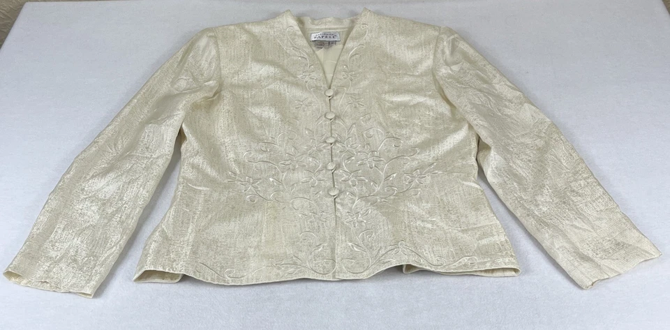 VTG Adrianna Papell Champagne Lined Silk Formal Evening Maxi Skirt Suit Size 12 - Image 3 of 4