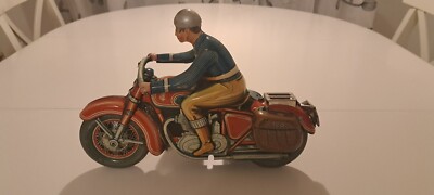 TippCo 1950's Tin Motorcycle with Rider, TCO-598 (Western-Germany