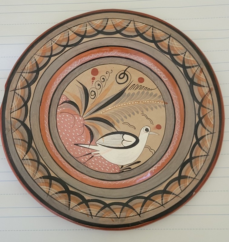 Jalisco Mexico Folk Art Pottery Decorative Plate, Tonala