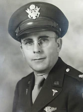 WWII Army Air Corps Flight Surgeon Photo (8X10) Uniform Wings Hat 1940s