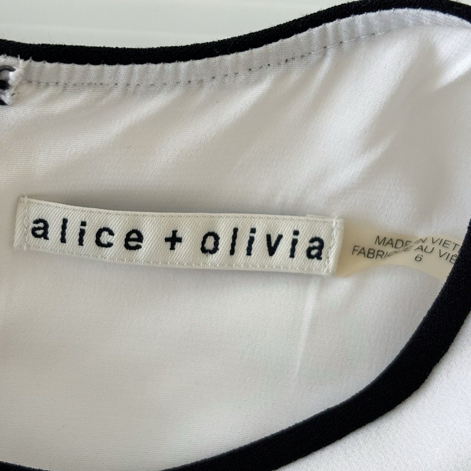 Alice+Olivia Dress Size 6 Emilie Sheath White Black eBay