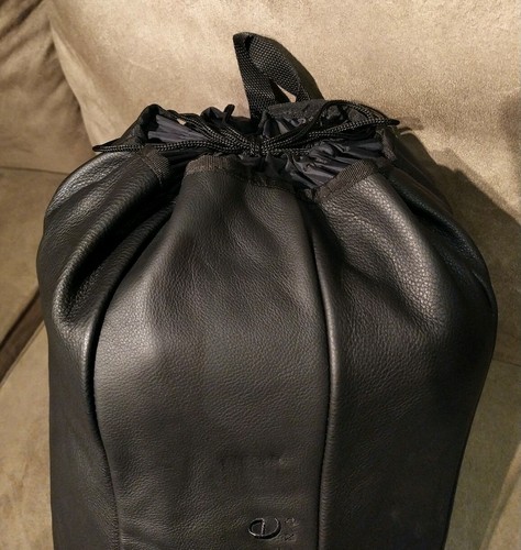 Neuer de sede Echtleder Reise Schwarz Nylon Rucksack. 14x10x10,5 Zoll - Bild 4 von 6
