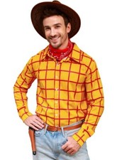 Men's Woody Shirt Halloween Cowboy Plaid Button Up Shirt Woody Costume Adult ...