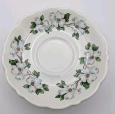 Set of 4 Beautiful Vtg Syracuse China Dogwood Blossoms Scalloped Edge Saucers