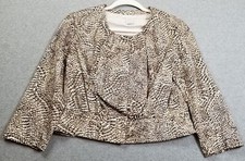 Worthington Crop Jacket Womens Medium Abstract 3/4 Sleeve Snap Button Lined Work